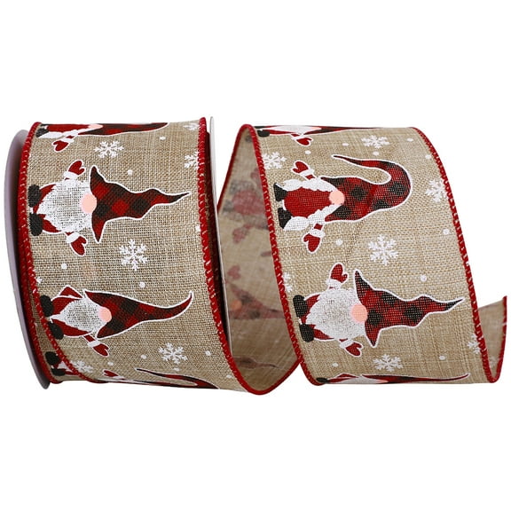 Wire Edged Gnome Wave Red, Black and White Snowflake Christmas Ribbon 2 1/2" - 10 Yards