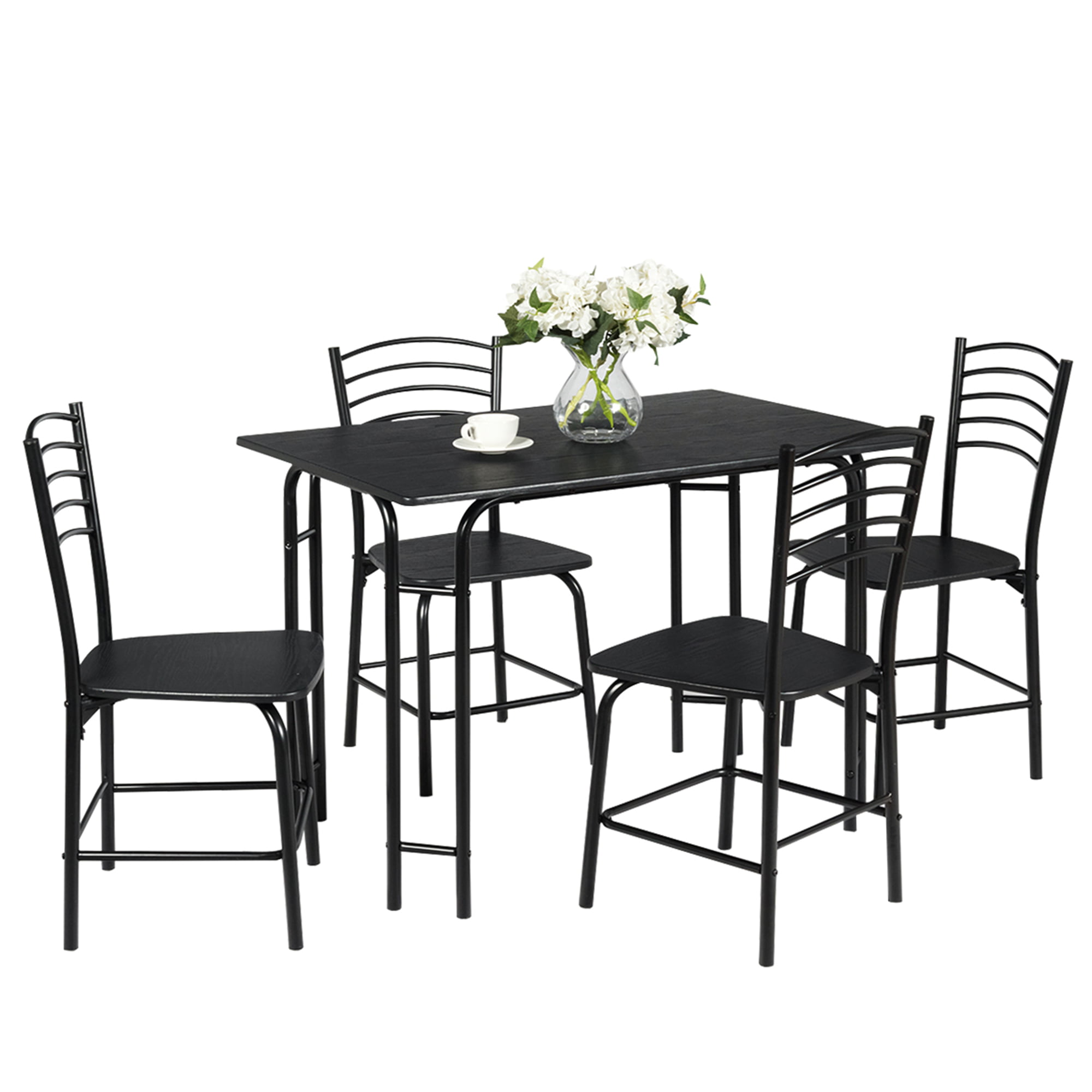 Costway 5 Piece Dining Set Home Kitchen Table and 4 Chairs with Metal