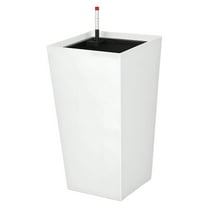 Aruwei 1/2Pcs Tall Planters, Resin Flower Pot for Outdoor Indoor Plants, Outdoor Planter for Front Porch Door Balcony Deck, with Visual Water Level, Dual Buckle, Tray, 21.7" Clearance_Planter Pot