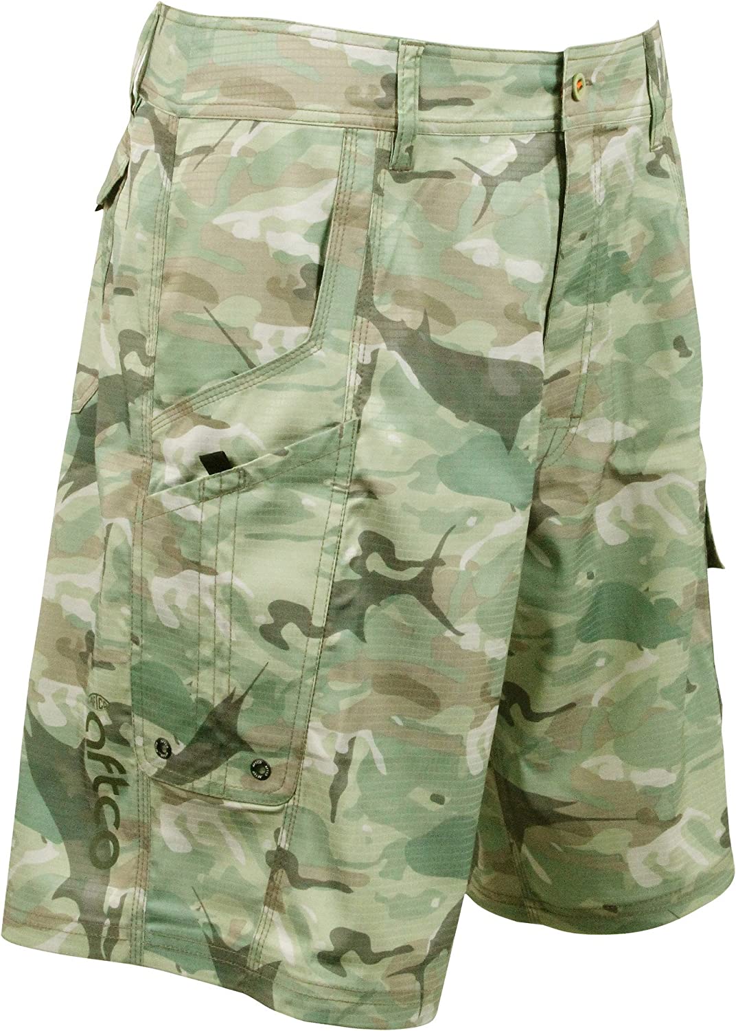 AFTCO Tactical Fishing Shorts 38 Green Camo 