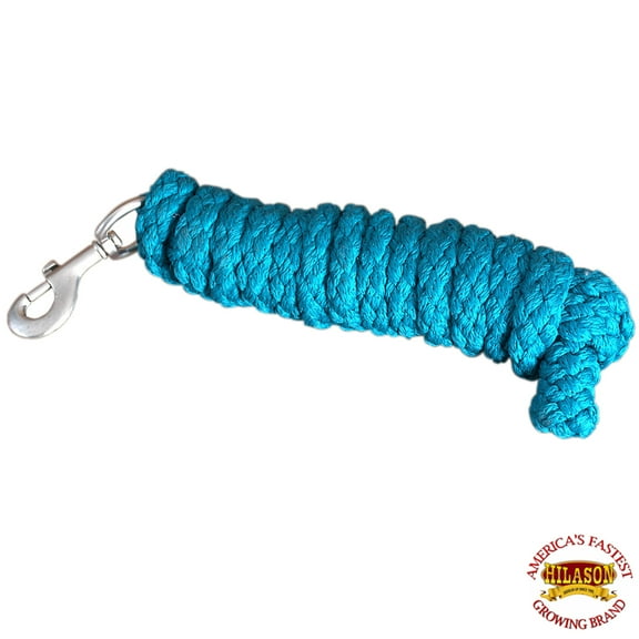Horse Riding Poly Roping Lead Rope Teal 1/4X8 Ft Snaps Hilason