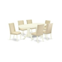 East West Furniture Dining Room Set Linen White, VAFL7-LWH-01