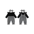 thumbnail image 2 of BemeyourBBs Infant Baby Girl Clothes Spring Fall Winter Romper Outfit Bow Houndstooth Printed Long Sleeve Round Neck Bow Front Fake Two-Piece Patchwork Jumpsuit, 2 of 9
