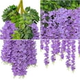 thumbnail image 2 of Babibeauty 12 Pack 3.6 Feet Artificial Fake Wisteria Vine Ratta Hanging Garland Silk Flowers String Home Party Wedding Decor (Purple), 2 of 7