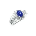 thumbnail image 4 of RYLOS Rings for Women 14K White Gold Swirl Z Ring 7X5MM Oval Gemstone &  Diamond Rings Blue Star Sapphire Jewelry Size 10, 4 of 8
