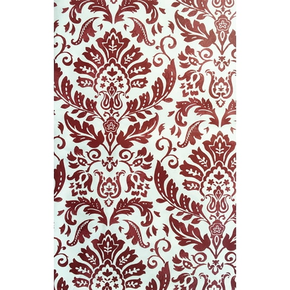 Red Damask Pattern Vinyl Flannel Backed Tablecloth 52 X 70 Oblong