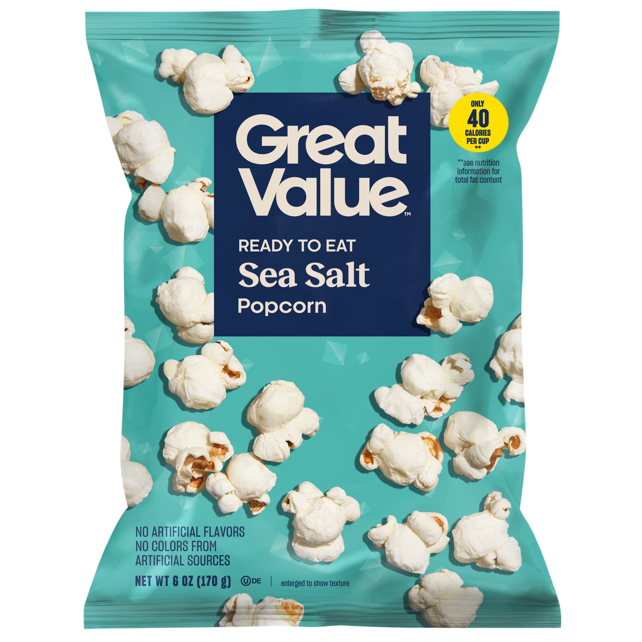(6 pack) Great Value Sea Salt Ready to Eat Popcorn, 6 oz