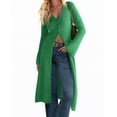 thumbnail image 3 of Bell Sleeve Women Solid V Neck Casual Long Button Down Knit Cardigan, 3 of 8
