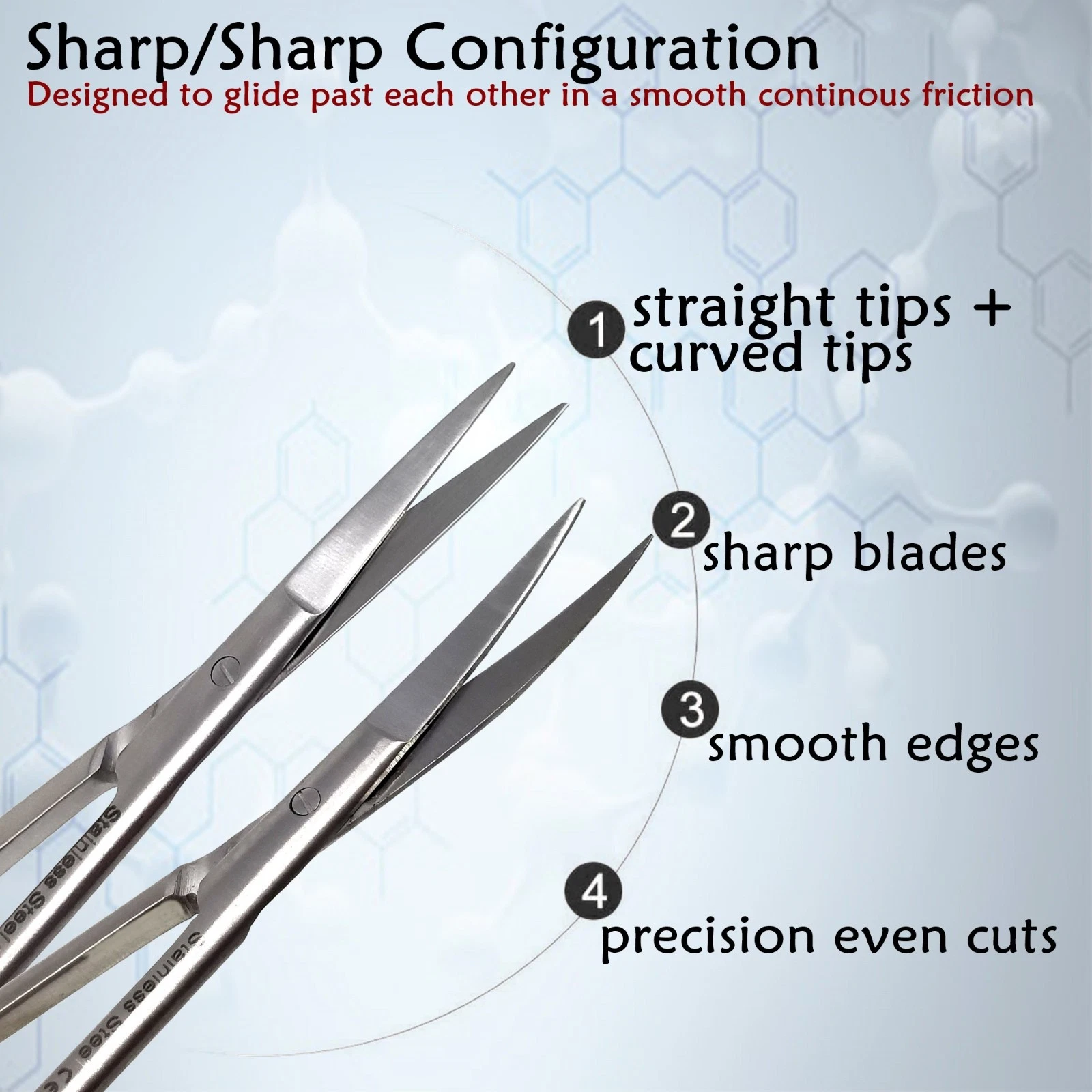 A2ZSCILAB-Multipurpose Scissors, Extra Sharp Stainless Steel , Straight and Curve Blades, Color Handle, 7" Slim Shears for Office, Craft, and Home Use, DIY