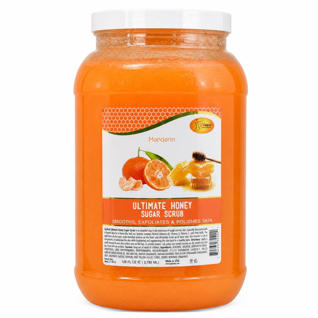 SPA REDI - Sugar Body Scrub, Mandarin Honey, 128 Oz, Exfoliating, Moisturizing, Hydrating and Nourishing, Glow, Polish, Smooth and Fresh Skin - Body Exfoliator