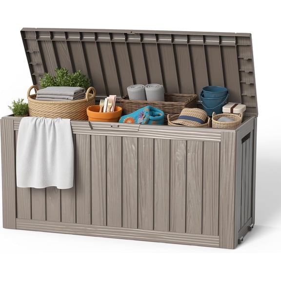 Alpinel 150 Gallon Outdoor Storage Box Waterproof, UV Resistant Resin ...