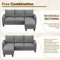 thumbnail image 6 of Furmax 70" Convertible Sectional Sofa Couch 3-Seat L-Shaped Small Sofa Couch with Reversible Chaise for Small Living Room, Apartment and Small Space, Linen Gray, 6 of 9