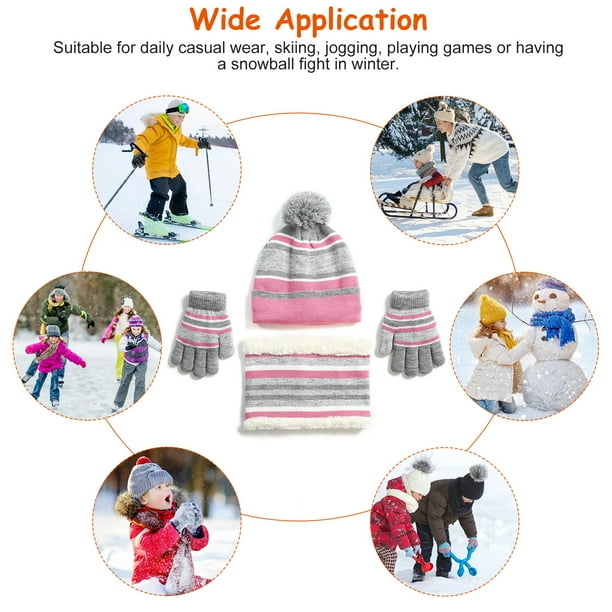 爆買い Scarf Hat Knitted Moclever Gloves Unisex 3Pcs Kids, for Clothing