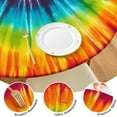 thumbnail image 4 of Colorful Rainbow Tie Dye Spiral Pattern Round Fitted Tablecloth with Elastic Edge,Dining Table Cover Waterproof,Outdoor Round Tablecloth for Camping,Dining,Indoor and Outdoor, 4 of 7
