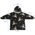 thumbnail image 7 of Australian Shepherd Dog and Footprints Blanket Hoodies for Kids 6-13YR Oversize Wearable Blanket Hoodies for Boys Girls Teens, 7 of 7