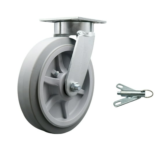 8 Inch Kingpinless Thermoplastic Rubber Wheel Swivel Caster with Swivel Lock SCC