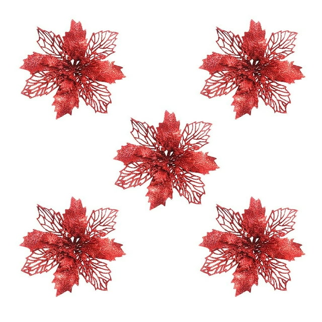 Meitianfacai Noël Tree Ornaments Noël Simulation Flower Xmas Ornament 5 Pcs