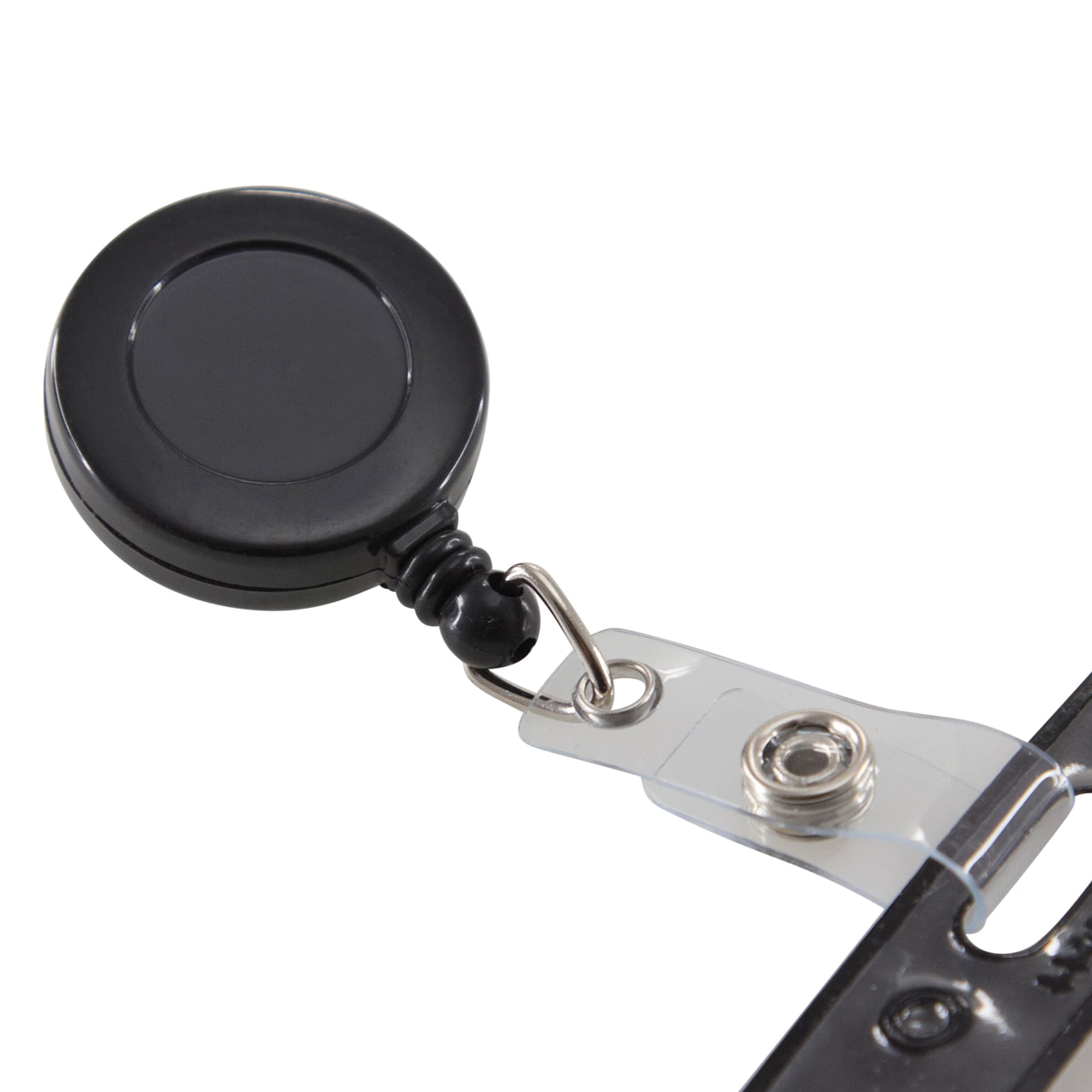 SICURIX Standard Round ID Badge Reel with Swivel Spring Clip, Black, Pack of 6