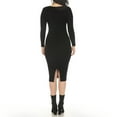 thumbnail image 3 of White Mark Women's Long Sleeve Rib Midi Sweater Dress, 3 of 6
