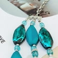 thumbnail image 5 of Bocar Bohemian Triple Strand Layered Beaded Statement Necklace and Earring Set for Women, Fashion Jewelry with Acrylic and Glass Beads(NK-10077-teal), 5 of 6