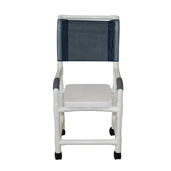 MJM International 118-3TW-H-SSC Shower Chair 18" internal width, 3" twin brake casters, soft seat complete and high back, 300 lbs weight capacity