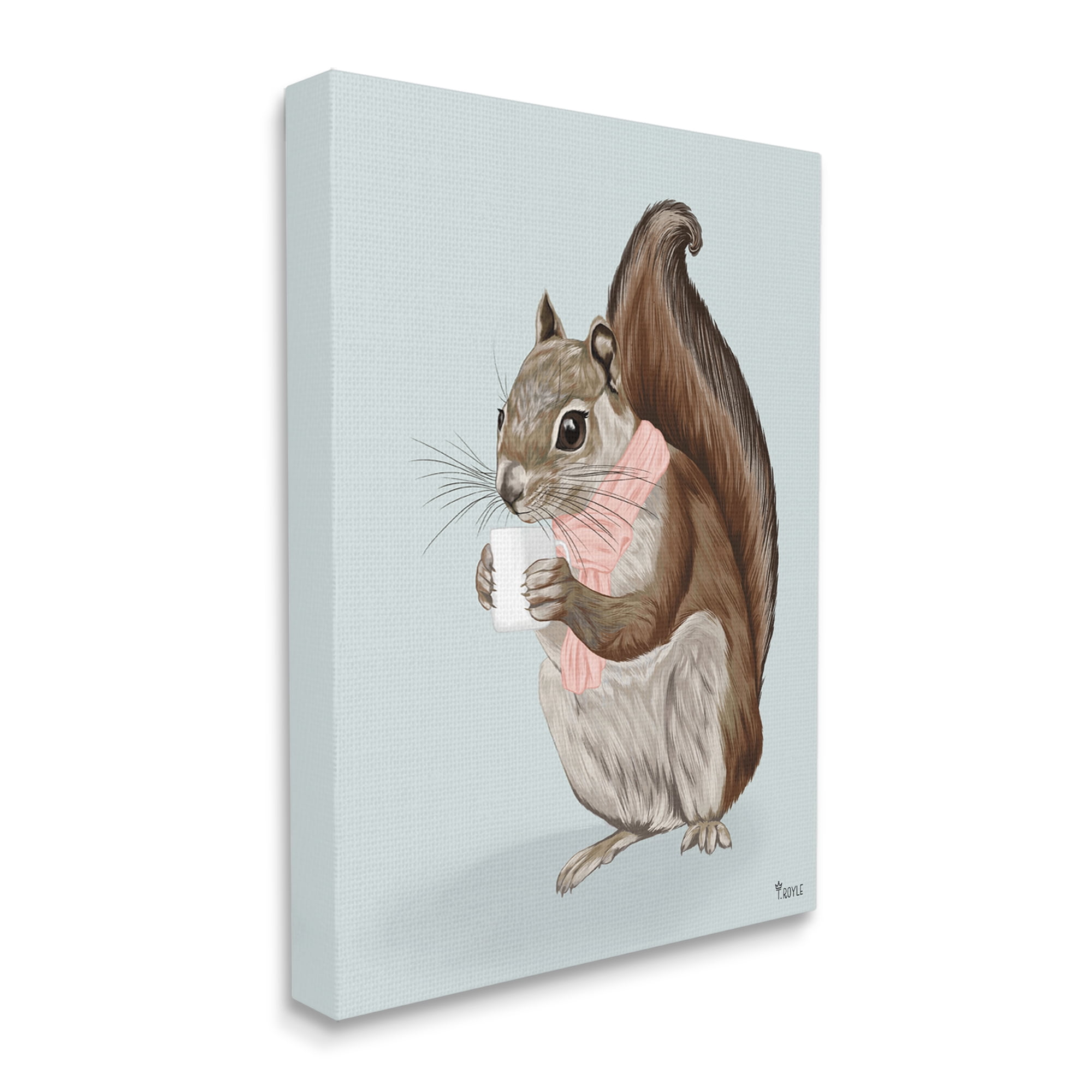 Stupell Industries Squirrel with Warm Mug Animals & Insects Painting Gallery Wrapped Canvas Art Print Wall Art, 16 x 20