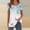#018-Blue, variant on Warop Women's Ruffle Blouse, Loose Fit with Random Print, Short Sleeve Round Neck Button Front for Casual and Daily Wear