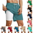 thumbnail image 4 of Mens Casual Breathable Shorts Summer Elastic Waist Quick Dry Beach Shorts Fashion Loose Lightweight Drawstring Shorts with Pocket, 4 of 5