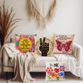 thumbnail image 3 of Colorful Sunshine It''s OK Inspirational Quotes Throw Pillow Cover,Cushion Case for Girls Women Sofa Couch Bed Bedroom Decor, Inspirational Gifts for Girls Women Friends 18" x 18" Set of 4, 3 of 4
