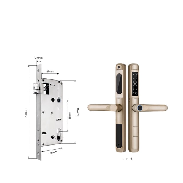 Tuya App Waterproof Smart Door Lock Aluminum Biometric Lock Fingerprint Door Handle Digital Keyless Lock For Glass Sliding ,More Secure
