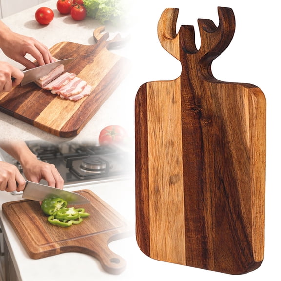 THLKIF Acacia Wood Cutting Board, Wooden Kitchen Cutting Board for Meat, Cheese, Bread, Vegetables and Fruits, Charcuterie and Cheese Serving Board with Handle