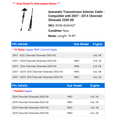 thumbnail image 2 of Automatic Transmission Selector Cable - Compatible with 2007 - 2014 Chevy Silverado 2500 HD 2008 2009 2010 2011 2012 2013, 2 of 2