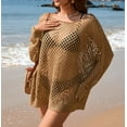 thumbnail image 2 of YI YI Crochet Cover Ups for Women Sexy Hollow Out Swim Cover Up Knit Summer Outfits XL Brown, 2 of 6