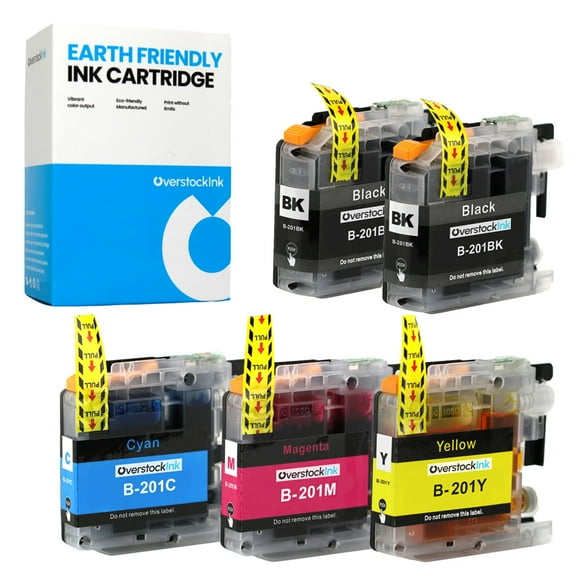 OverstockInk LC201 Printer Cartridges Compatible for Brother LC201 Ink for DCP J4120DW (2 Black, 1 each Cyan, Magenta, Yellow)