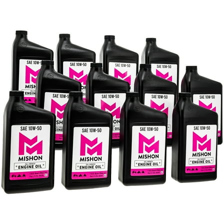 Mishon Engine Oil 10W-50 Full Synthetic Motorcycle Quart 12 Pack 519-COI2242L