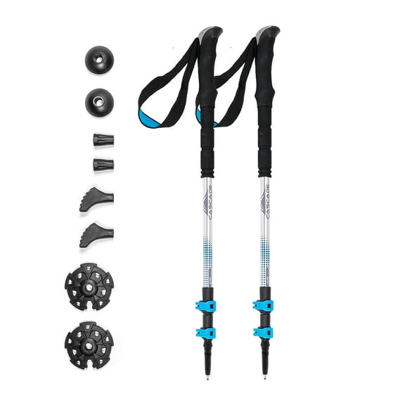 Cascade Mountain Tech Aluminum Quick Lock Trekking Poles - EVA Grip - Pair - Silver/Teal
