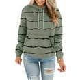 thumbnail image 4 of Jinhomg Women's Striped Print Sweatshirts Fall Casual Comfy Long Sleeve Hoodie Lightweight Loose Fit Kangaroo Pocket Sweatshirt with Drawstring Summer Saving Army Green XXL, 4 of 6