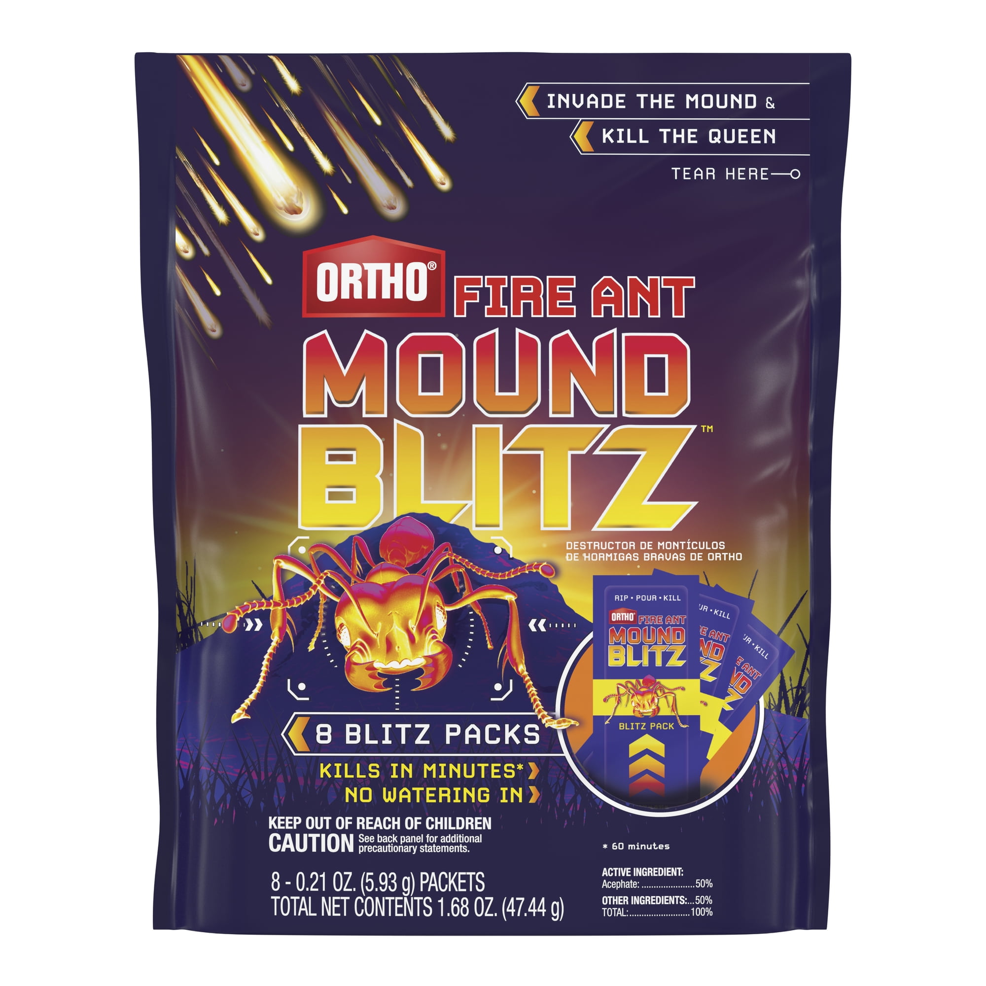 (2 pack) Ortho Fire Ant Mound Blitz, Fire Ant Killer, For Lawns, 8 Pre-Measured Packs