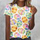 thumbnail image 2 of Camiseta de Manga Corta de Cuello Redondo Impresa con Luces Del Árbol de Navidad para Mujeres, 95% Poliéster 5% Elastano Top Casual para Uso Diario, Fiesta Y Vacaciones, 2 of 3