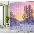 thumbnail image 5 of Ambesonne Winter Shower Curtain, Landscape with Sunset, 69"Wx84"L, Pink White, 5 of 5
