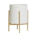 thumbnail image 2 of Geometric Metal Planter Pot With 4-Leg Gold Metal Base - White - 18"H x 13.75"W, 2 of 4