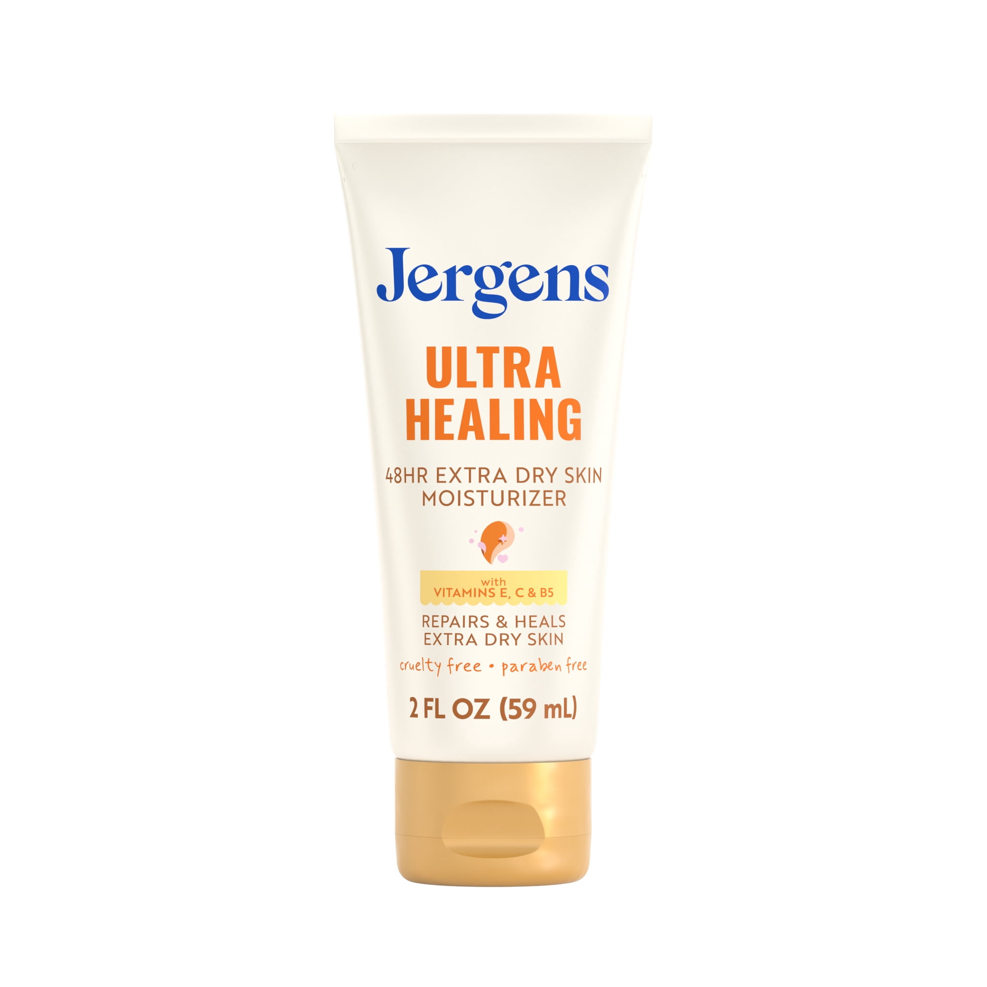 Jergens Ultra Healing Hand and Body Lotion Dry Skin Moisturizer, Vitamins C, E, B5, 2 fl oz