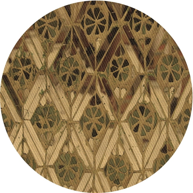 Ahgly Company Tapis d'Intérieur Lavables en Machine, Ronds, Transitionnels, Brun Bronze Foncé, Ronds de 6 Pi