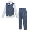 thumbnail image 2 of ETHAN Teen Boy Suit Colorful Formal Suits 5 Piece Slim Fit Dresswear Suit Set Dark Grey 8 Years, 2 of 7