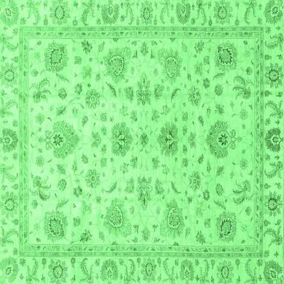 Ahgly Company Indoor Square Oriental Emerald Green Traditional Area Rugs, 3' Square
