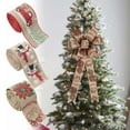 thumbnail image 1 of PEONAVET Christmas Tree Composite Fashion Linen Christmas Ribbon Boutique Ribbon Decoration Christmas Tree Printing Ribbon 2m, 1 of 9