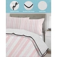 thumbnail image 4 of Quilts Full Size Bedding Set, Pink Striped Lightweight Quilted Comforter, Modern Farmhouse Geometric Thine Stripes Soft Reversible Bedspread Coverlet with Pillow Covers for All Season, 78" x 90", 4 of 7