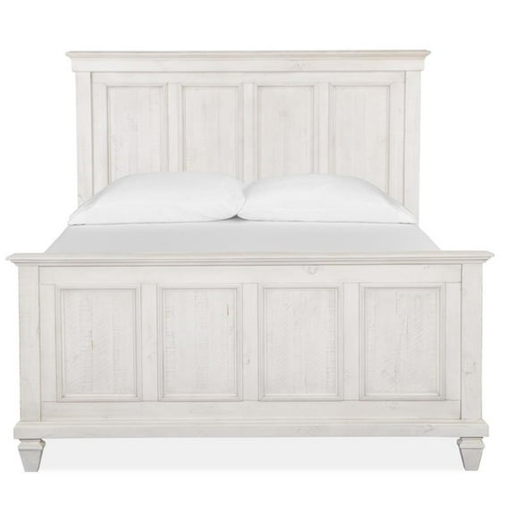 Bowery Hill Coastal King Shutter Headboard in Soft Alabaster