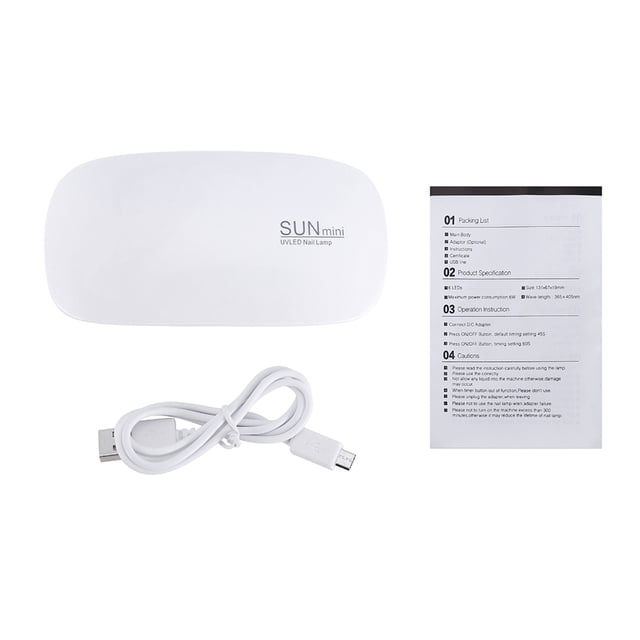SUN Mini secador de uñas 6W UV Gel polaco curado lámpara LED herramienta de manicura portátil blanco
