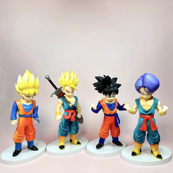 TAMASHII NATIONS Dragon Ball Z Ensemble de 4 Figurines d'Action Goten et Trunks, Statues de Collection en PVC Anime DBZ de 7,7 Pouces